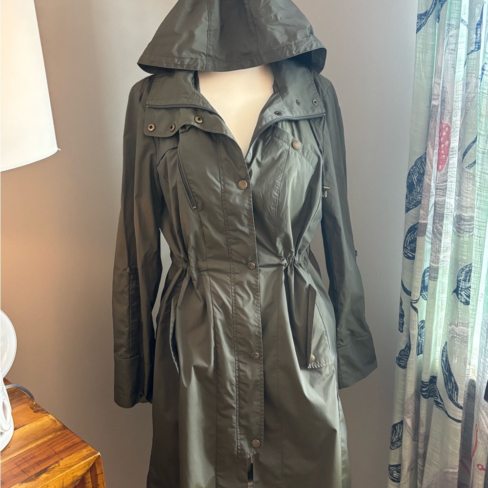 Cole Haan Olive Hooded Trench Coat